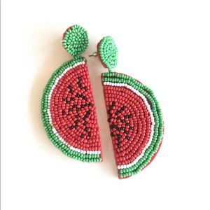 Beaded watermelon earrings